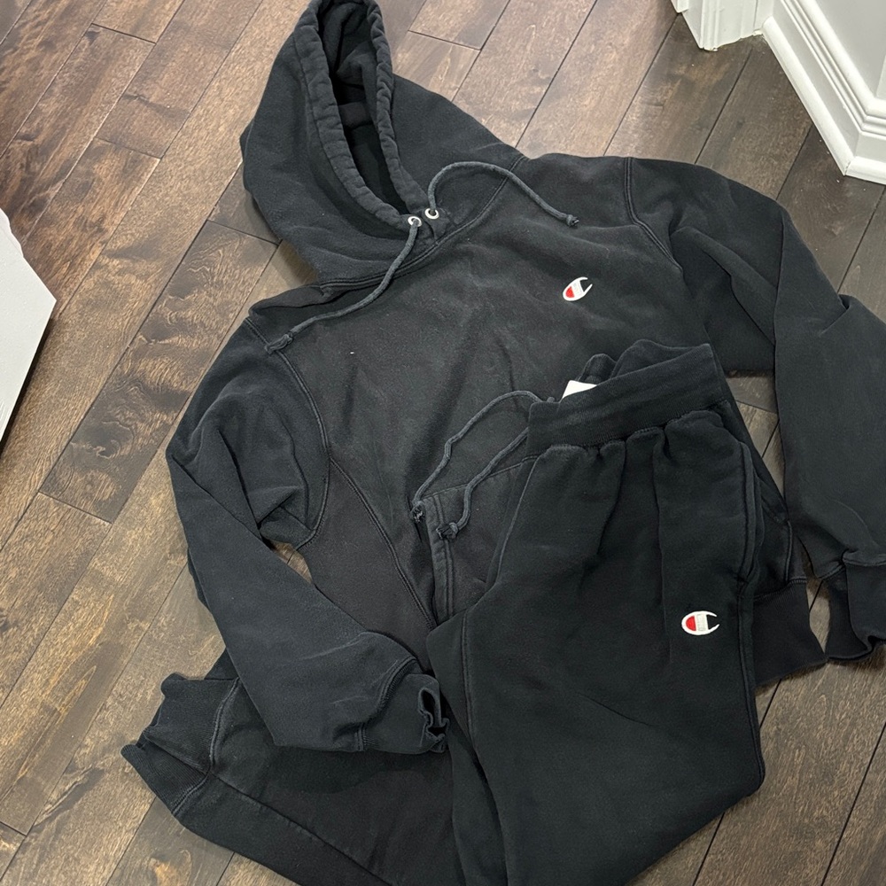 Champion Black Hoodie and Joggers Set